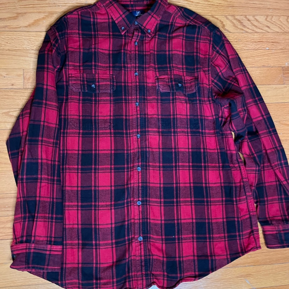 Red and black flannel shirt